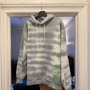 Green and White Tie-Dye Men's Sweater